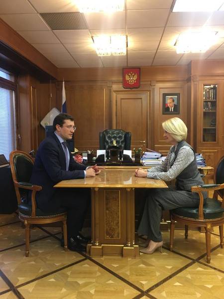 Вице-премьер правительства РФ Виктория Абрамченко и Глеб Никитин провели рабочую встречу