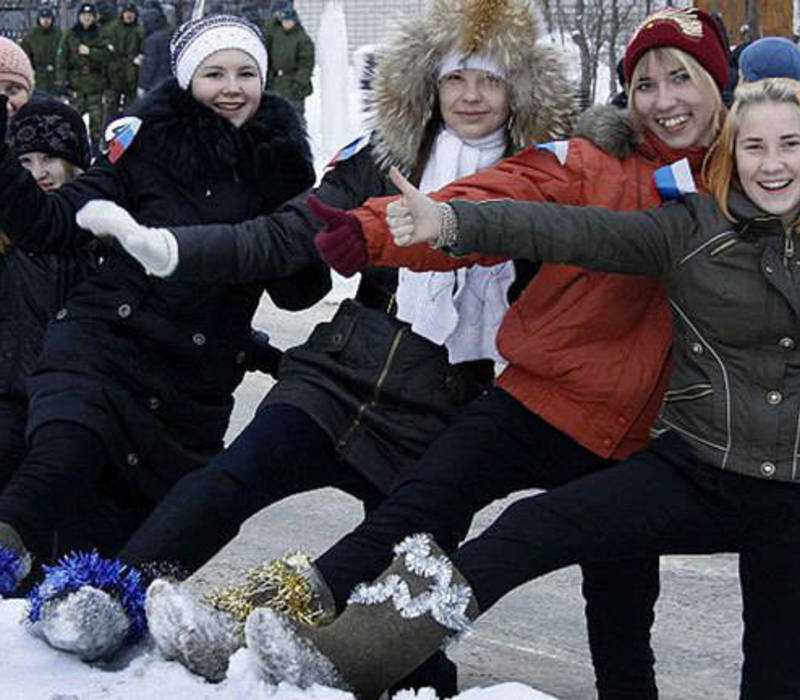 Наперегонки в валенках