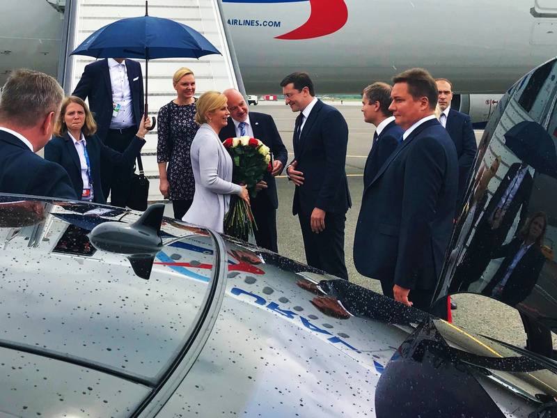Глеб Никитин встретил Президента Хорватии Колинду Грабар-Китарович в «Международном аэропорту Нижний Новгород»