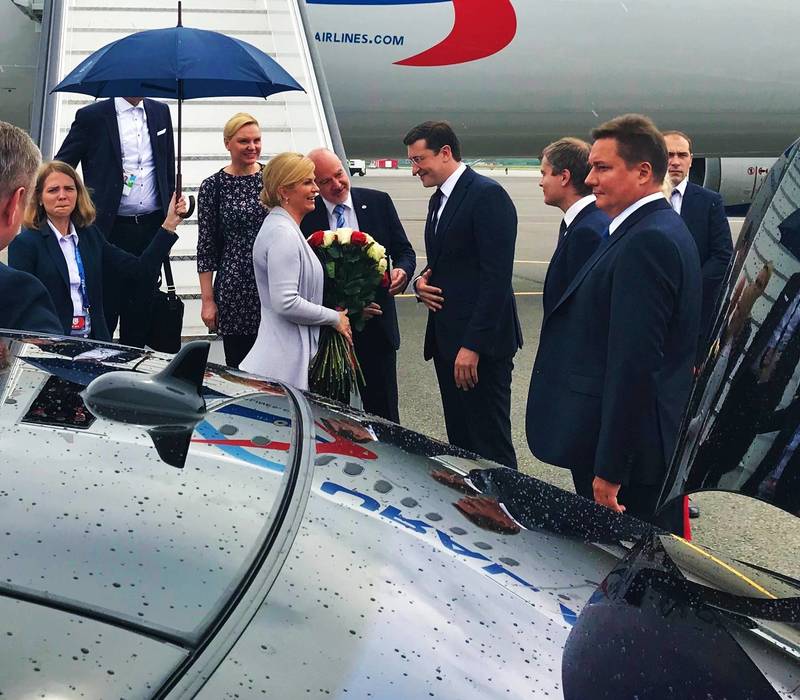 Глеб Никитин встретил Президента Хорватии Колинду Грабар-Китарович в «Международном аэропорту Нижний Новгород»