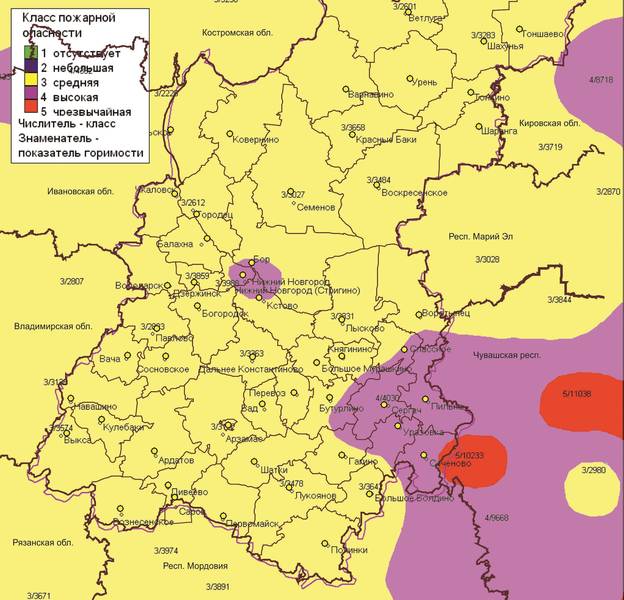 IV класс пожарной опасности лесов действует в девяти районах Нижегородской области