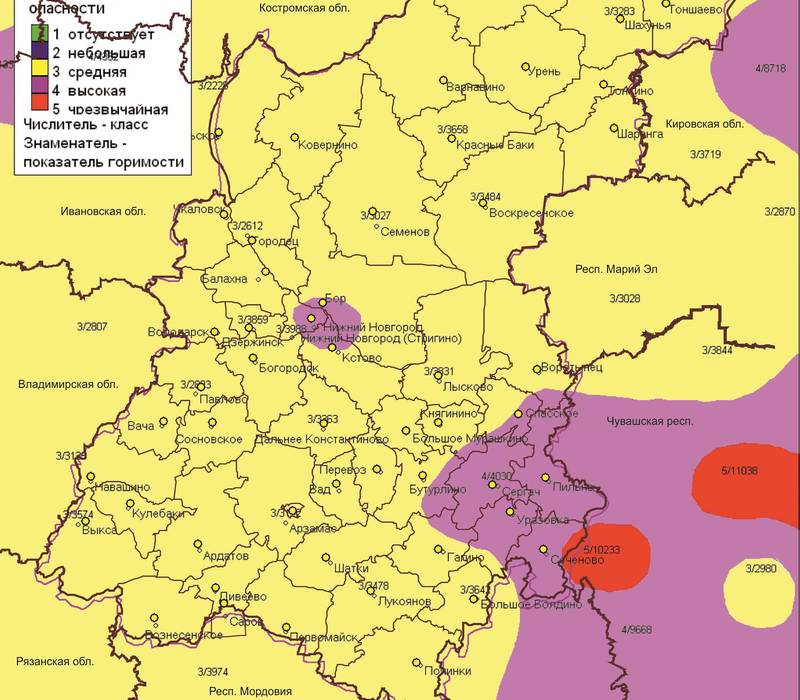 IV класс пожарной опасности лесов действует в девяти районах Нижегородской области