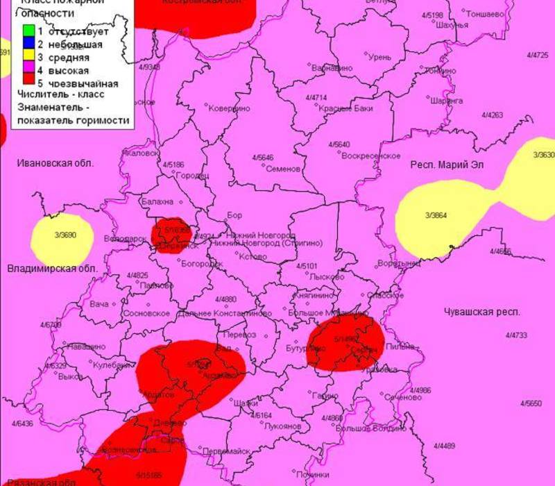 Карта пожарной опасности нижегородская область