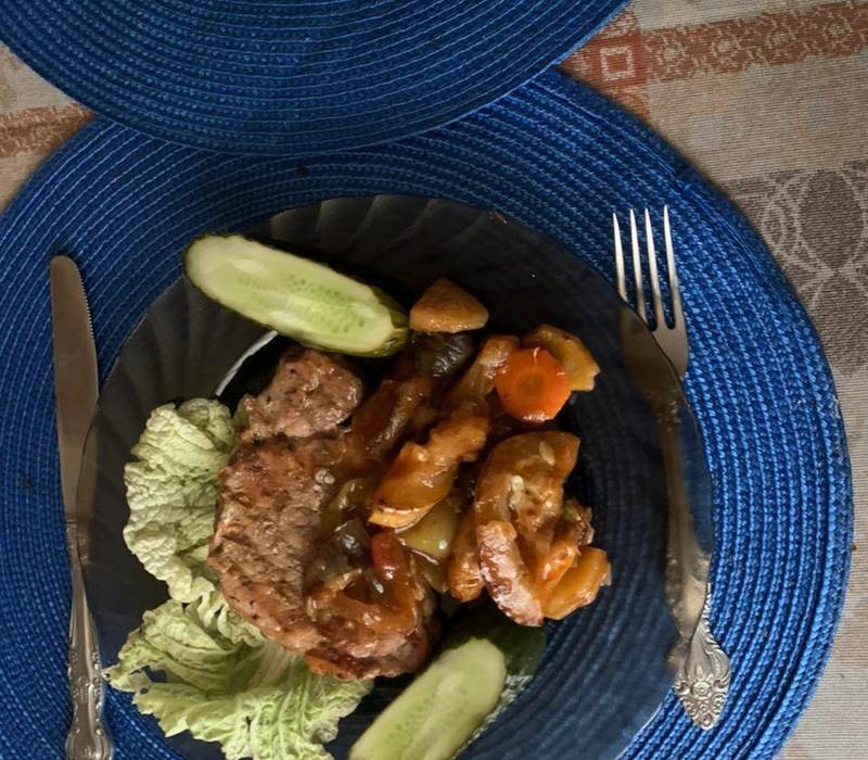 Соте из кабачков и баклажан