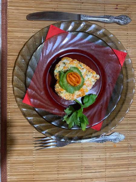 Минтай, похожий на краба, и баклажаны со вкусом грибов