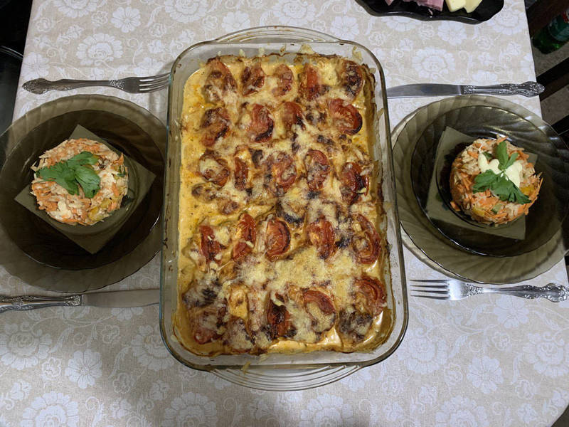 Треска с овощами, запеченная в духовке