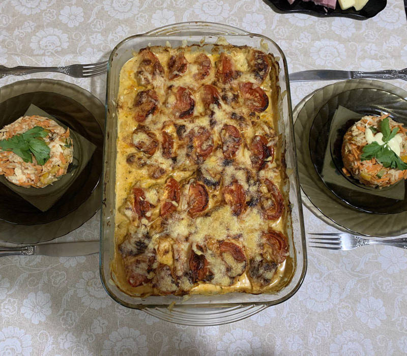 Треска с овощами, запеченная в духовке