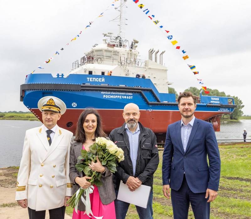 Окская судоверфь спустила на воду арктический буксир-спасатель