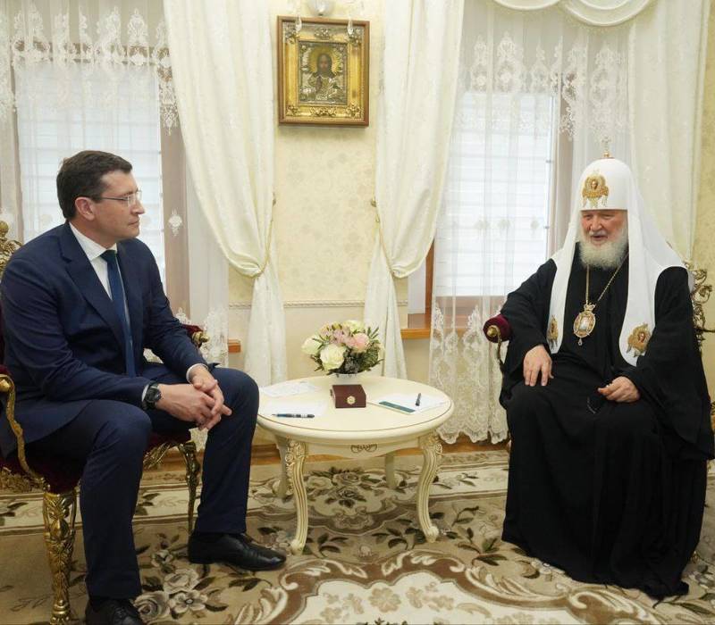 Патриарх Московский и всея Руси Кирилл провел встречу с Глебом Никитиным и митрополитом Нижегородским и Арзамасским Георгием