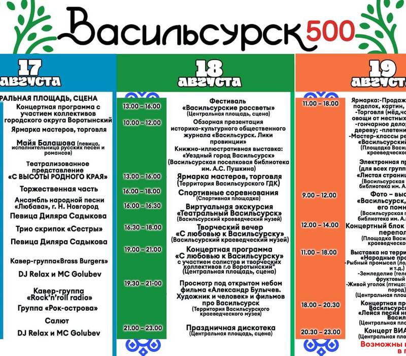 К празднованию 500-летия Васильсурска подготовлена большая культурная программа