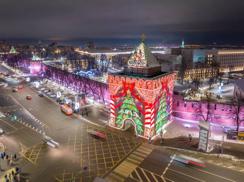 Мультимедийное шоу на Дмитриевской башне Нижегородского кремля будет транслироваться в новогодние праздники