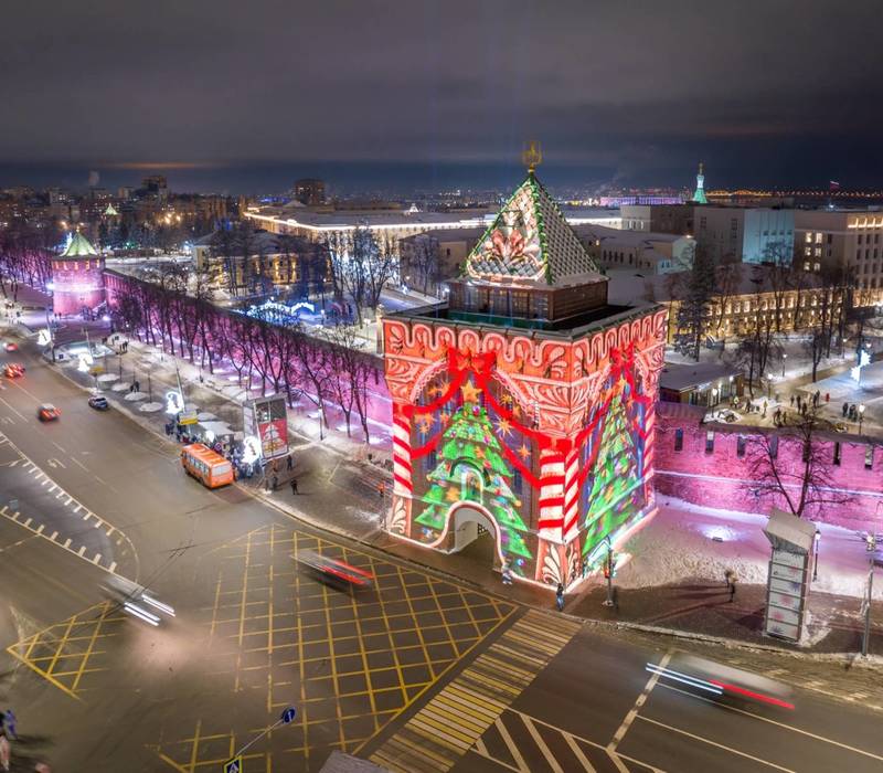 Мультимедийное шоу на Дмитриевской башне Нижегородского кремля будет транслироваться в новогодние праздники