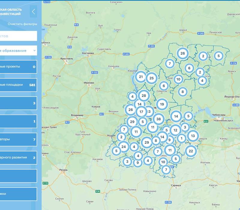 Информация о доступной инженерной инфраструктуре добавлена на инвестиционную карту Нижегородской области